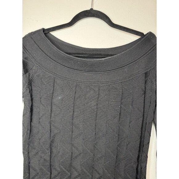 M Missoni Black Knit Chevron Textured Sweater Shirt Off Shoulder Size Medium - Picture 3 of 8